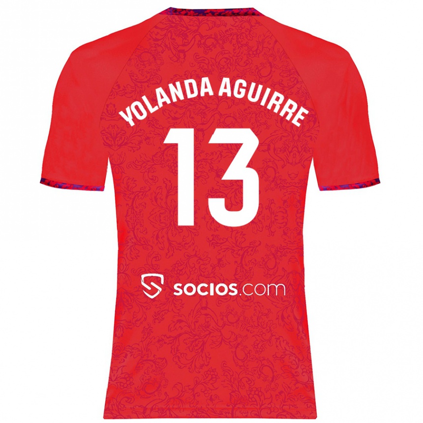 Kinder Fußball Yolanda Aguirre Gutiérrez #13 Rot Auswärtstrikot Trikot 2024/25 T-Shirt Luxemburg