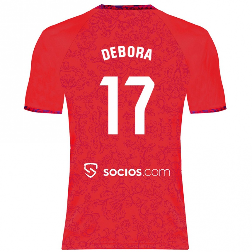 Kinder Fußball Débora García Mateo #17 Rot Auswärtstrikot Trikot 2024/25 T-Shirt Luxemburg