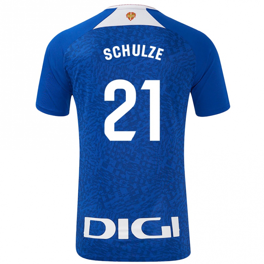 Kinder Fußball Bibiane Schulze #21 Königsblau Auswärtstrikot Trikot 2024/25 T-Shirt Luxemburg