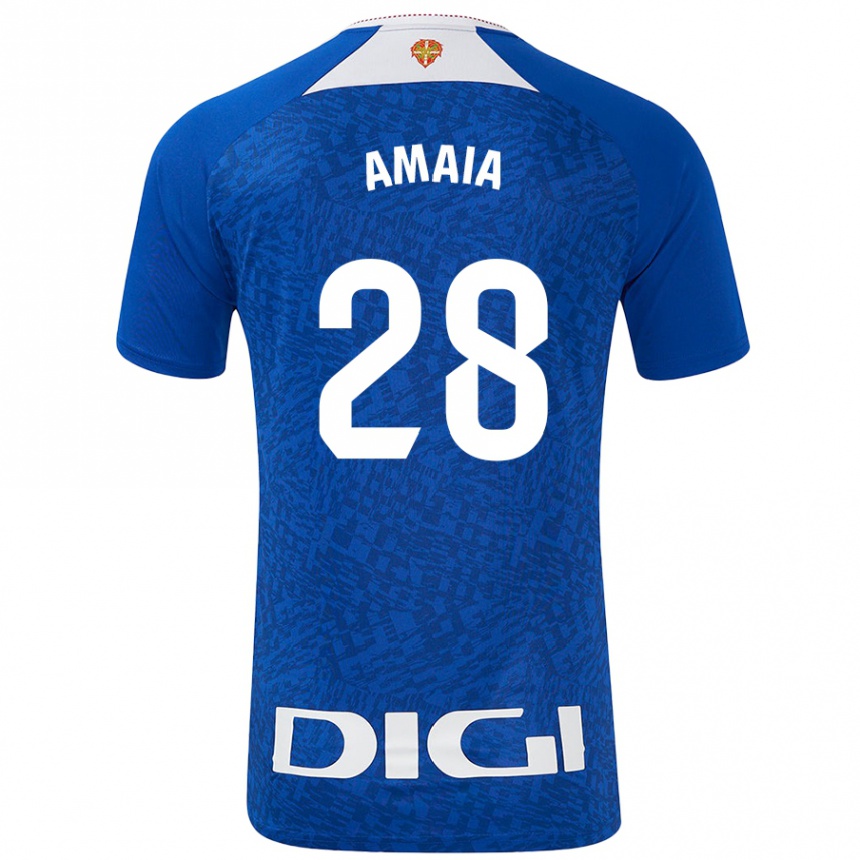 Kinder Fußball Amaia Martinez De La Peña #28 Königsblau Auswärtstrikot Trikot 2024/25 T-Shirt Luxemburg