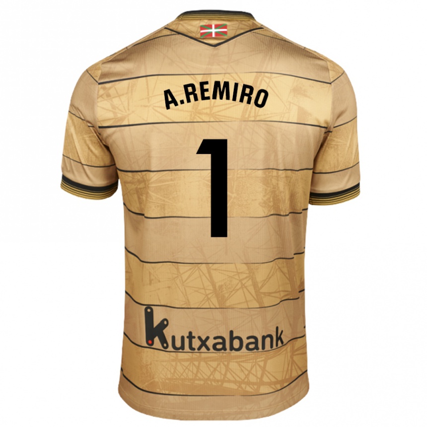 Kinder Fußball Álex Remiro #1 Braun Auswärtstrikot Trikot 2024/25 T-Shirt Luxemburg