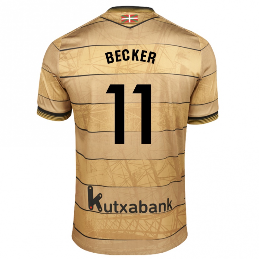 Kinder Fußball Sheraldo Becker #11 Braun Auswärtstrikot Trikot 2024/25 T-Shirt Luxemburg