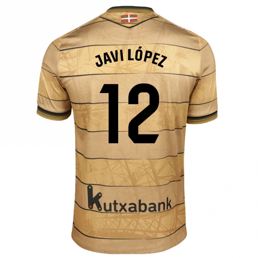 Kinder Fußball Javi López #12 Braun Auswärtstrikot Trikot 2024/25 T-Shirt Luxemburg