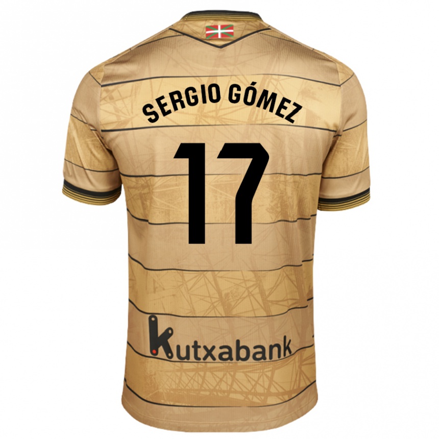 Kinder Fußball Sergio Gómez #17 Braun Auswärtstrikot Trikot 2024/25 T-Shirt Luxemburg