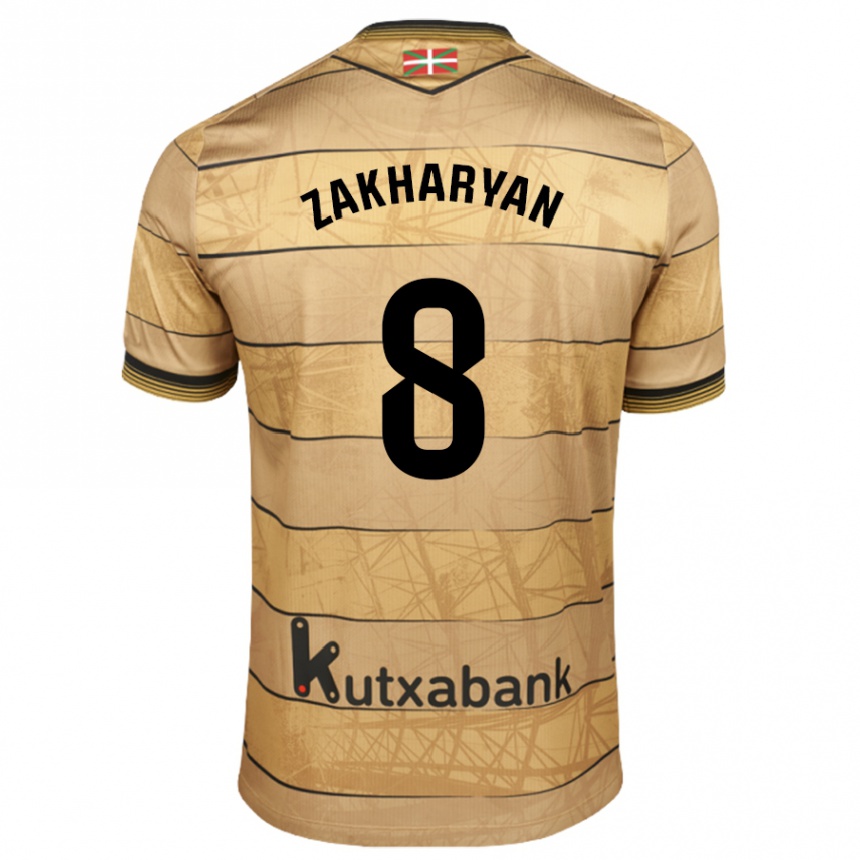 Kinder Fußball Arsen Zakharyan #8 Braun Auswärtstrikot Trikot 2024/25 T-Shirt Luxemburg