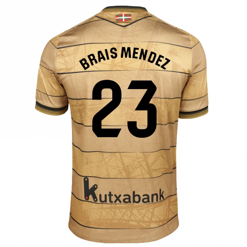 Kinder Fußball Brais Méndez #23 Braun Auswärtstrikot Trikot 2024/25 T-Shirt Luxemburg