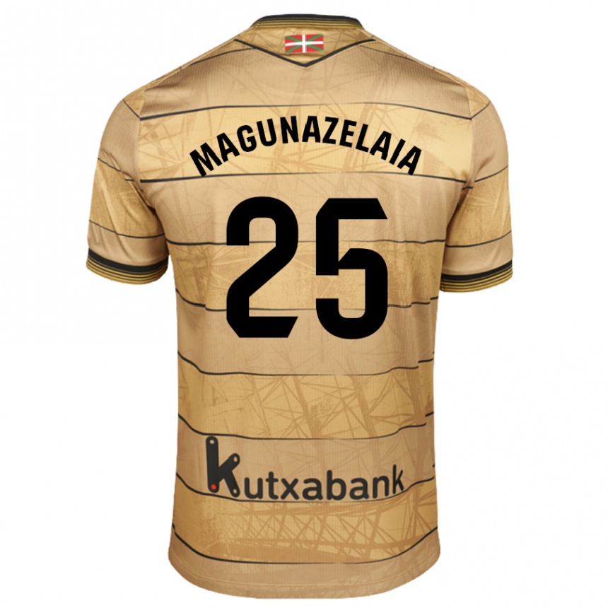 Kinder Fußball Jon Magunazelaia #25 Braun Auswärtstrikot Trikot 2024/25 T-Shirt Luxemburg