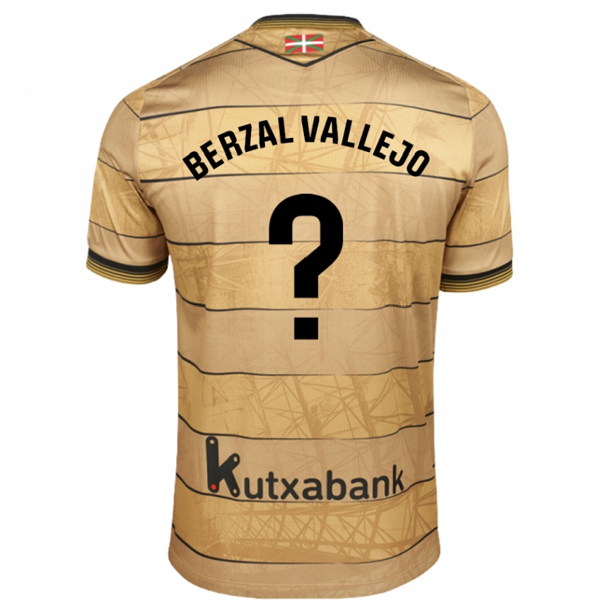 Kinder Fußball Asier Berzal Vallejo #0 Braun Auswärtstrikot Trikot 2024/25 T-Shirt Luxemburg