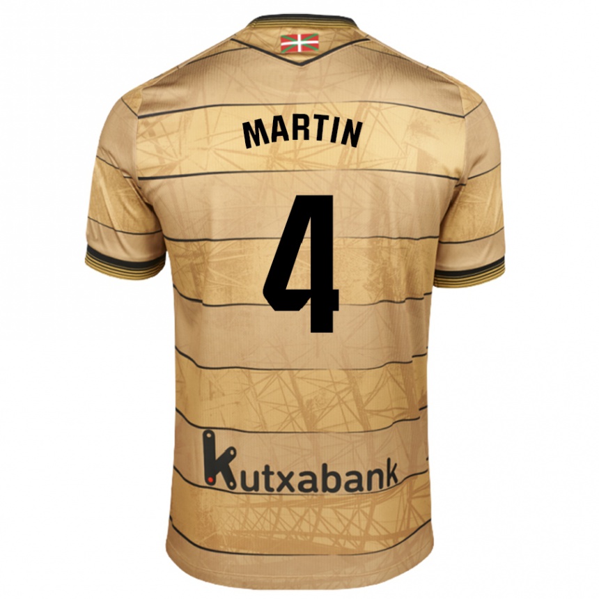 Kinder Fußball Jon Martín #4 Braun Auswärtstrikot Trikot 2024/25 T-Shirt Luxemburg