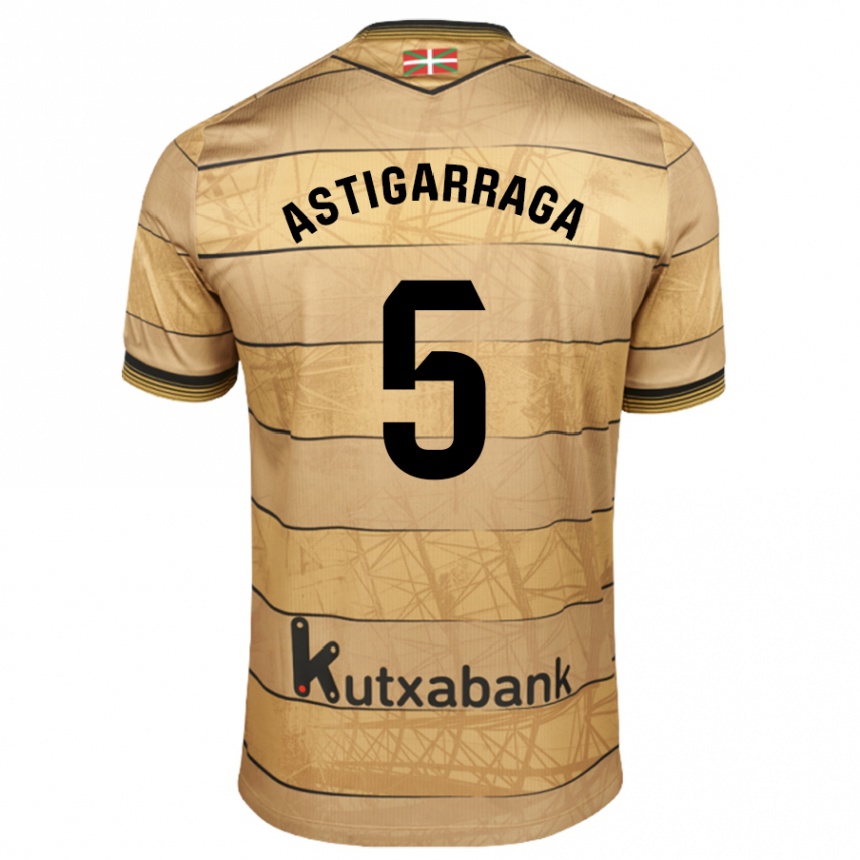 Kinder Fußball Eneko Astigarraga #5 Braun Auswärtstrikot Trikot 2024/25 T-Shirt Luxemburg