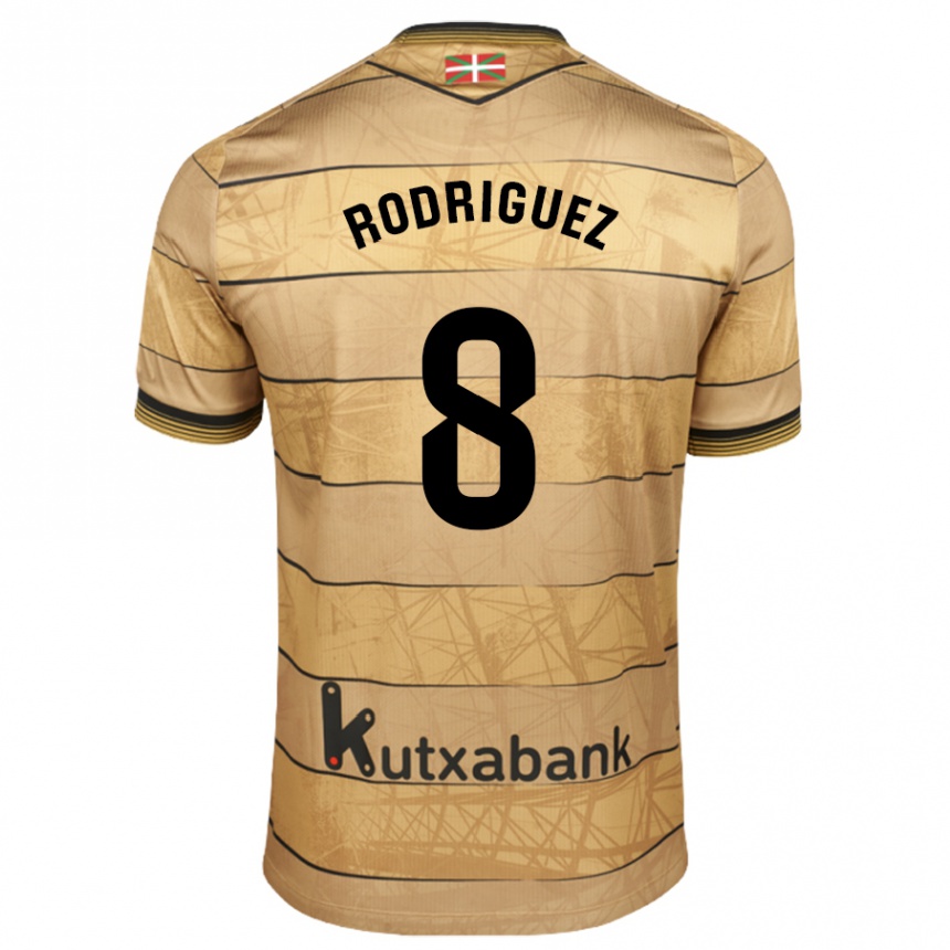 Kinder Fußball Mikel Rodriguez #8 Braun Auswärtstrikot Trikot 2024/25 T-Shirt Luxemburg