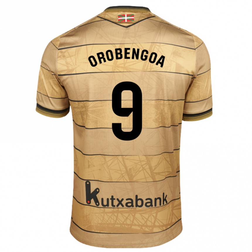 Kinder Fußball Ekain Orobengoa #9 Braun Auswärtstrikot Trikot 2024/25 T-Shirt Luxemburg