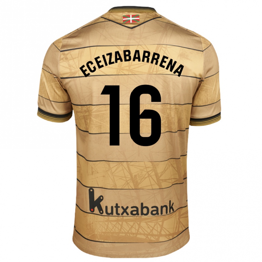 Kinder Fußball Jon Eceizabarrena #16 Braun Auswärtstrikot Trikot 2024/25 T-Shirt Luxemburg