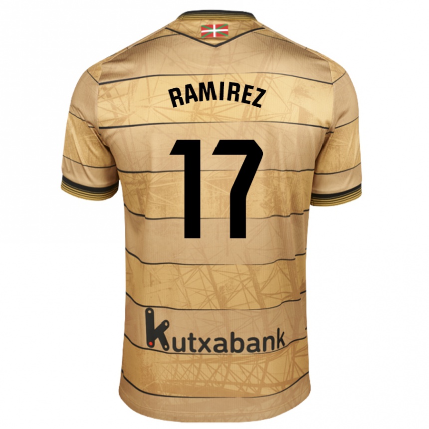 Kinder Fußball Darío Ramirez #17 Braun Auswärtstrikot Trikot 2024/25 T-Shirt Luxemburg