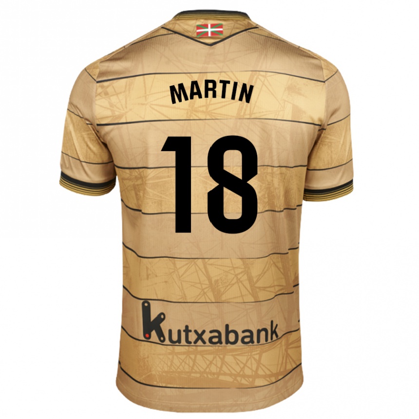 Kinder Fußball Hugo Martín #18 Braun Auswärtstrikot Trikot 2024/25 T-Shirt Luxemburg