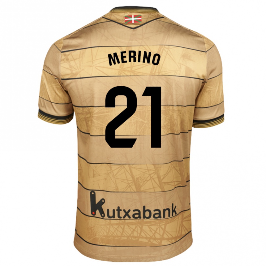 Kinder Fußball Jon Merino #21 Braun Auswärtstrikot Trikot 2024/25 T-Shirt Luxemburg