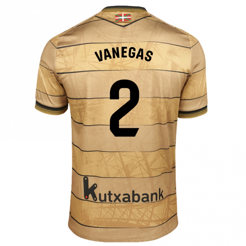 Kinder Fußball Manuela Vanegas Cataño #2 Braun Auswärtstrikot Trikot 2024/25 T-Shirt Luxemburg