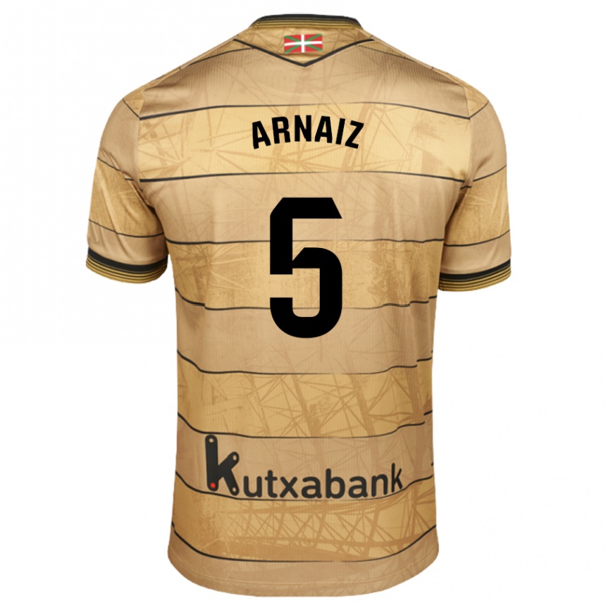 Kinder Fußball Iris Arnaiz #5 Braun Auswärtstrikot Trikot 2024/25 T-Shirt Luxemburg