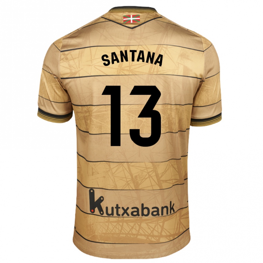 Kinder Fußball Olatz Santana #13 Braun Auswärtstrikot Trikot 2024/25 T-Shirt Luxemburg