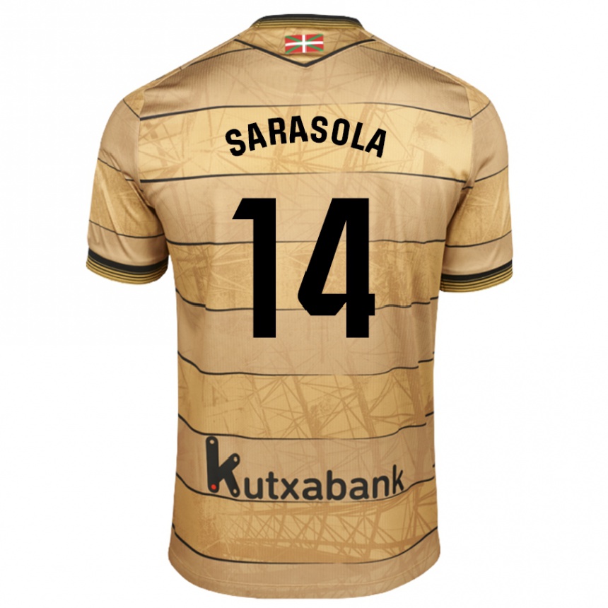 Kinder Fußball Izarne Sarasola Beain #14 Braun Auswärtstrikot Trikot 2024/25 T-Shirt Luxemburg