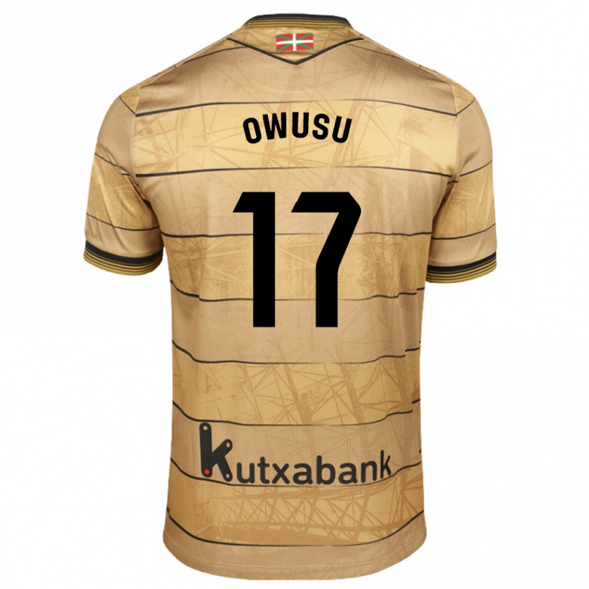 Kinder Fußball Jacqueline Owusu #17 Braun Auswärtstrikot Trikot 2024/25 T-Shirt Luxemburg