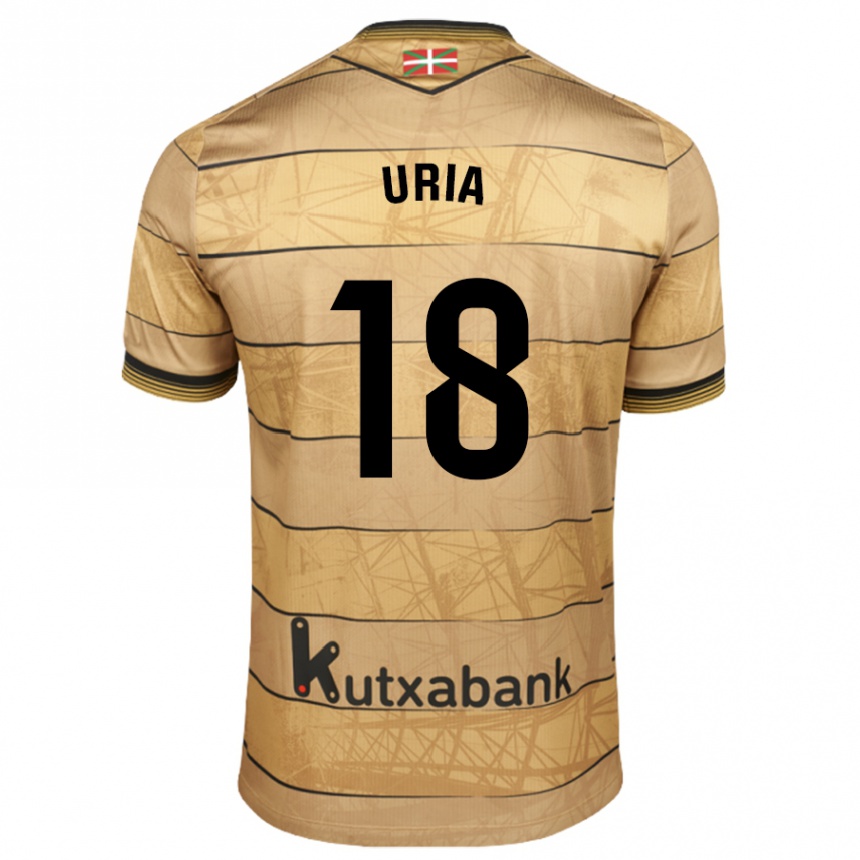 Kinder Fußball Mirari Uria Gabilondo #18 Braun Auswärtstrikot Trikot 2024/25 T-Shirt Luxemburg