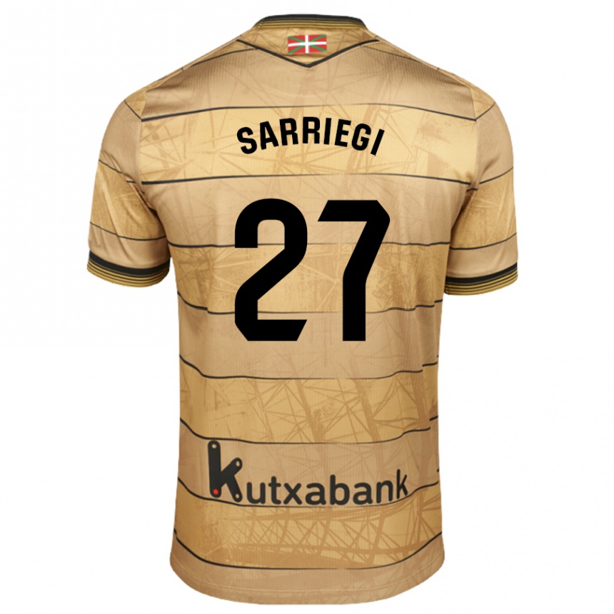 Kinder Fußball Nora Sarriegi #27 Braun Auswärtstrikot Trikot 2024/25 T-Shirt Luxemburg