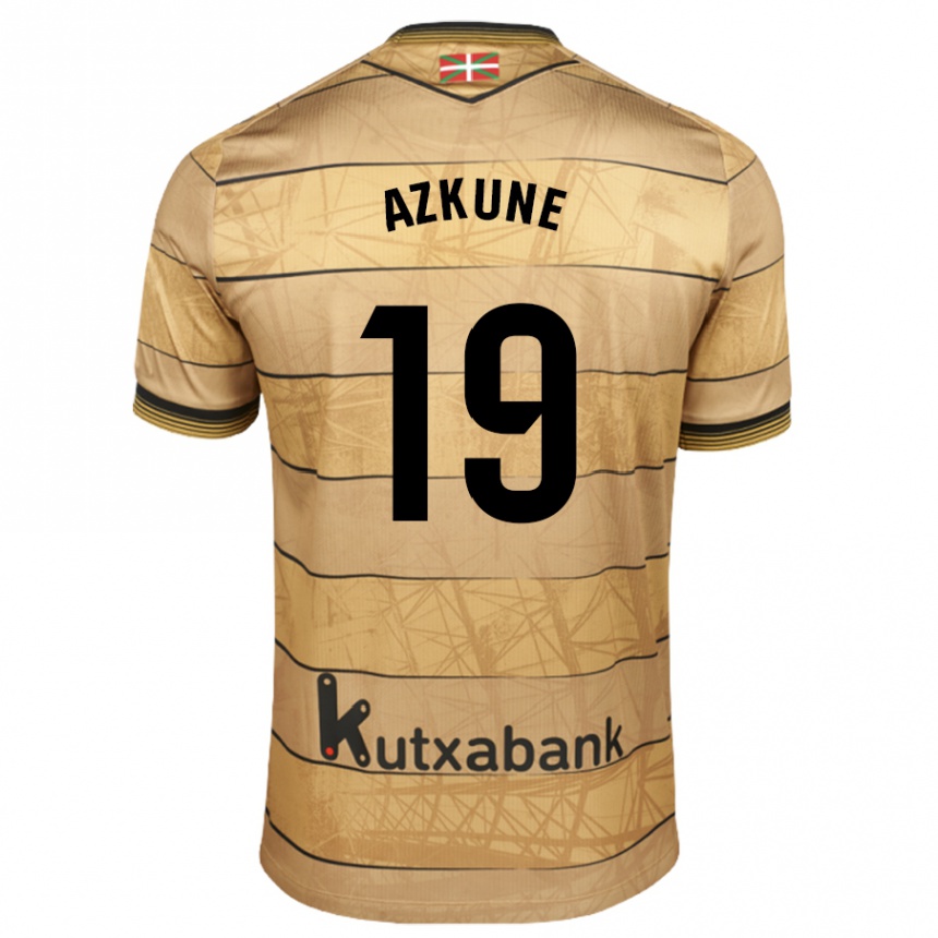 Kinder Fußball Ekain Azkune #19 Braun Auswärtstrikot Trikot 2024/25 T-Shirt Luxemburg