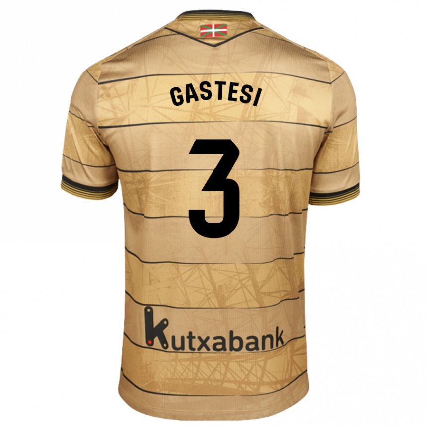 Kinder Fußball Gorka Gastesi #3 Braun Auswärtstrikot Trikot 2024/25 T-Shirt Luxemburg