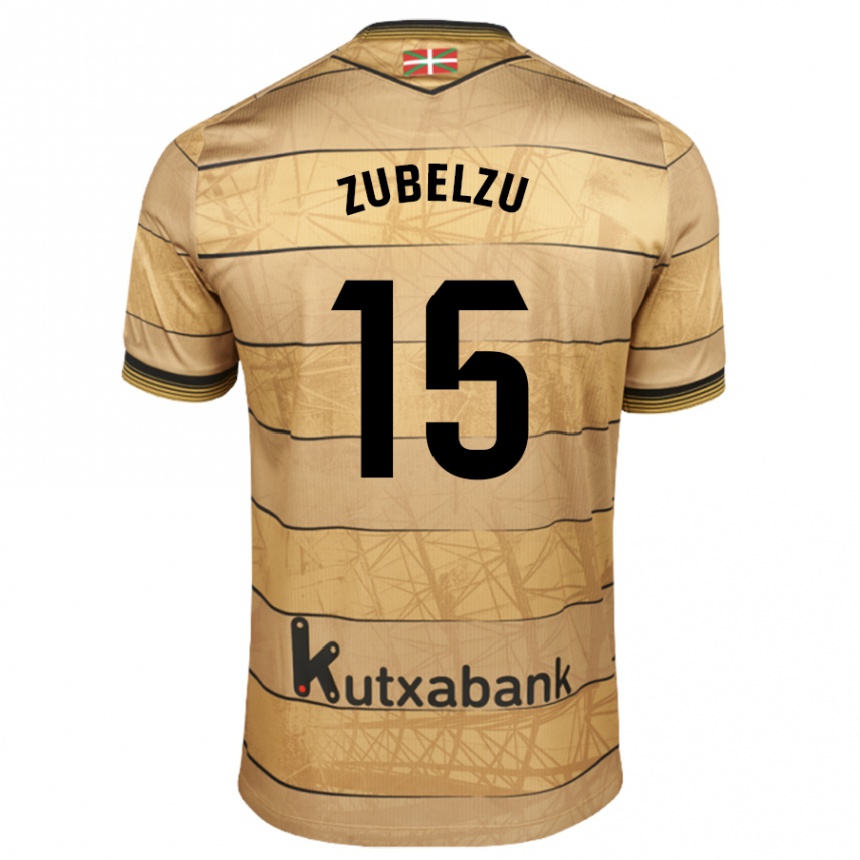 Kinder Fußball Julen Zubelzu #15 Braun Auswärtstrikot Trikot 2024/25 T-Shirt Luxemburg