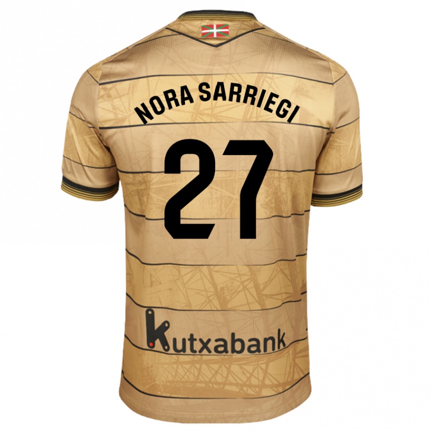 Kinder Fußball Nora Sarriegi Galdos #27 Braun Auswärtstrikot Trikot 2024/25 T-Shirt Luxemburg