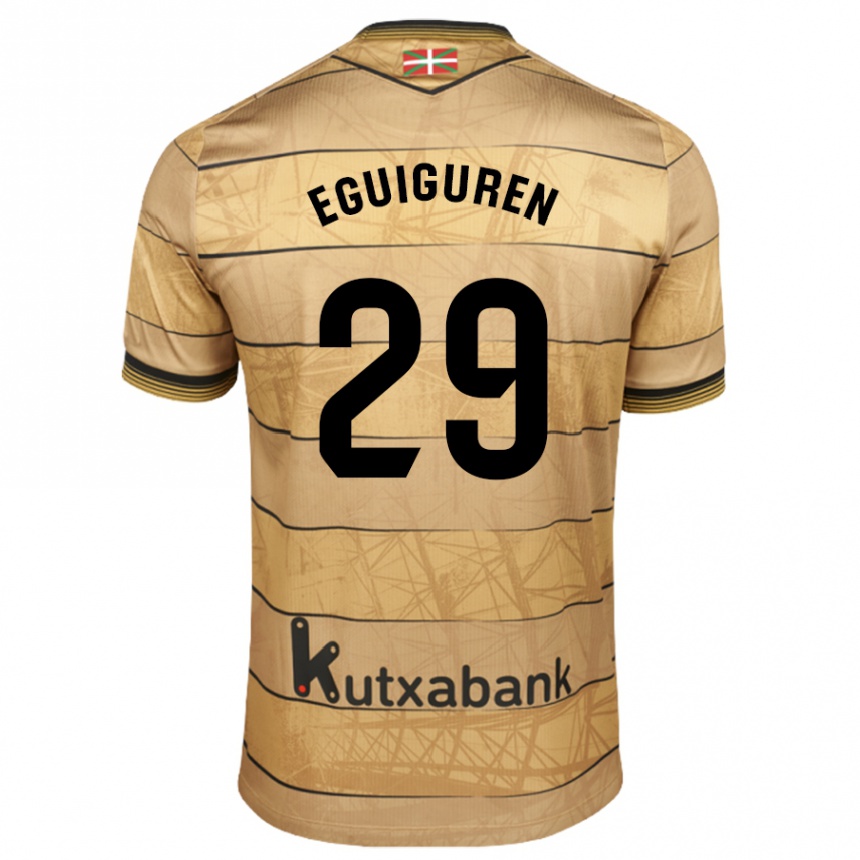 Kinder Fußball Intza Eguiguren Beraza #29 Braun Auswärtstrikot Trikot 2024/25 T-Shirt Luxemburg