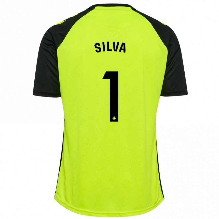 Kinder Fußball Rui Silva #1 Fluoreszierendes Gelb Schwarz Auswärtstrikot Trikot 2024/25 T-Shirt Luxemburg