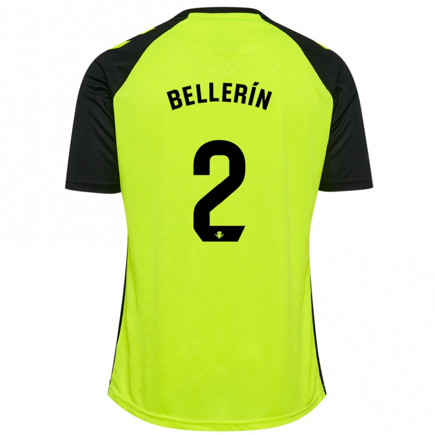 Kinder Fußball Hector Bellerin #2 Fluoreszierendes Gelb Schwarz Auswärtstrikot Trikot 2024/25 T-Shirt Luxemburg