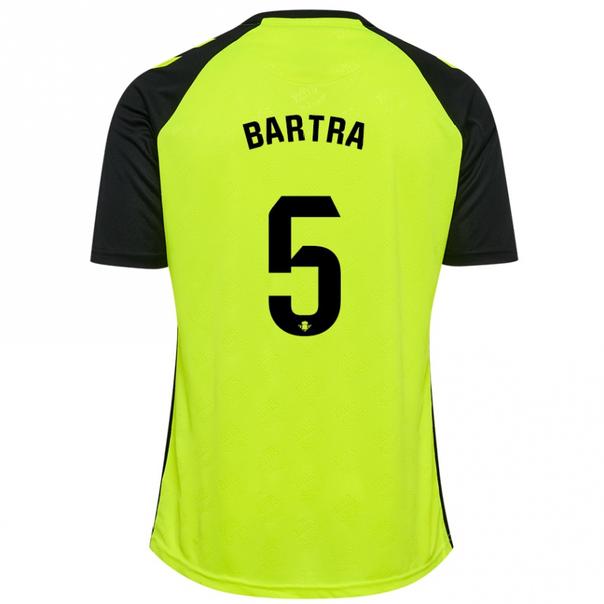 Kinder Fußball Marc Bartra #5 Fluoreszierendes Gelb Schwarz Auswärtstrikot Trikot 2024/25 T-Shirt Luxemburg