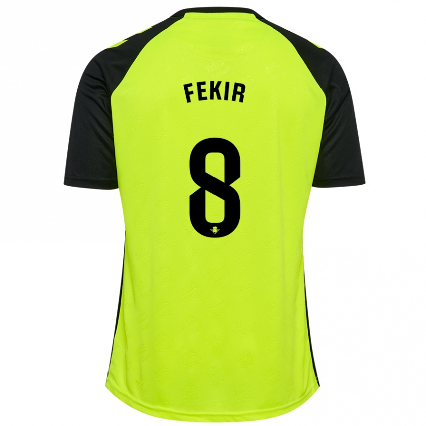 Kinder Fußball Nabil Fekir #8 Fluoreszierendes Gelb Schwarz Auswärtstrikot Trikot 2024/25 T-Shirt Luxemburg