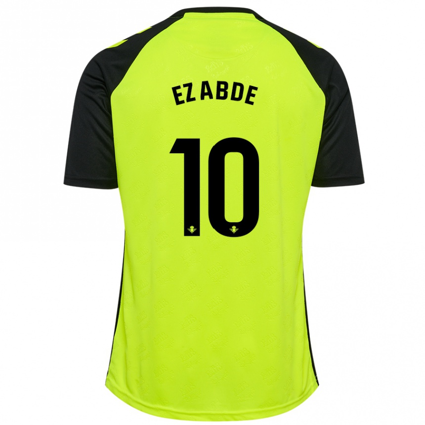 Kinder Fußball Abde Ezzalzouli #10 Fluoreszierendes Gelb Schwarz Auswärtstrikot Trikot 2024/25 T-Shirt Luxemburg