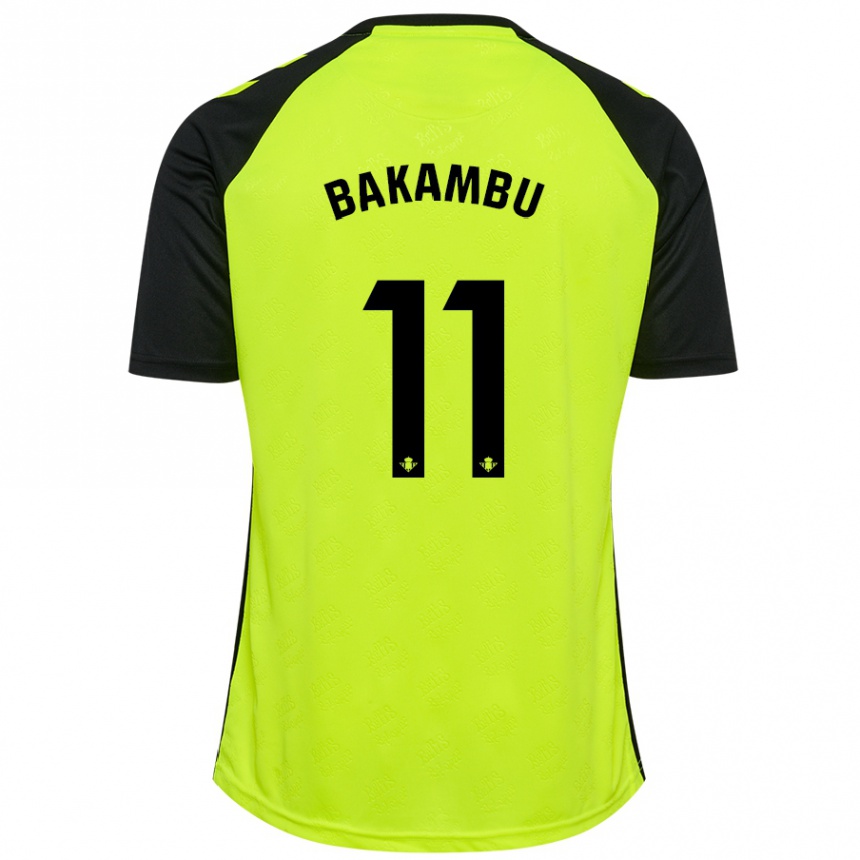 Kinder Fußball Cedric Bakambu #11 Fluoreszierendes Gelb Schwarz Auswärtstrikot Trikot 2024/25 T-Shirt Luxemburg