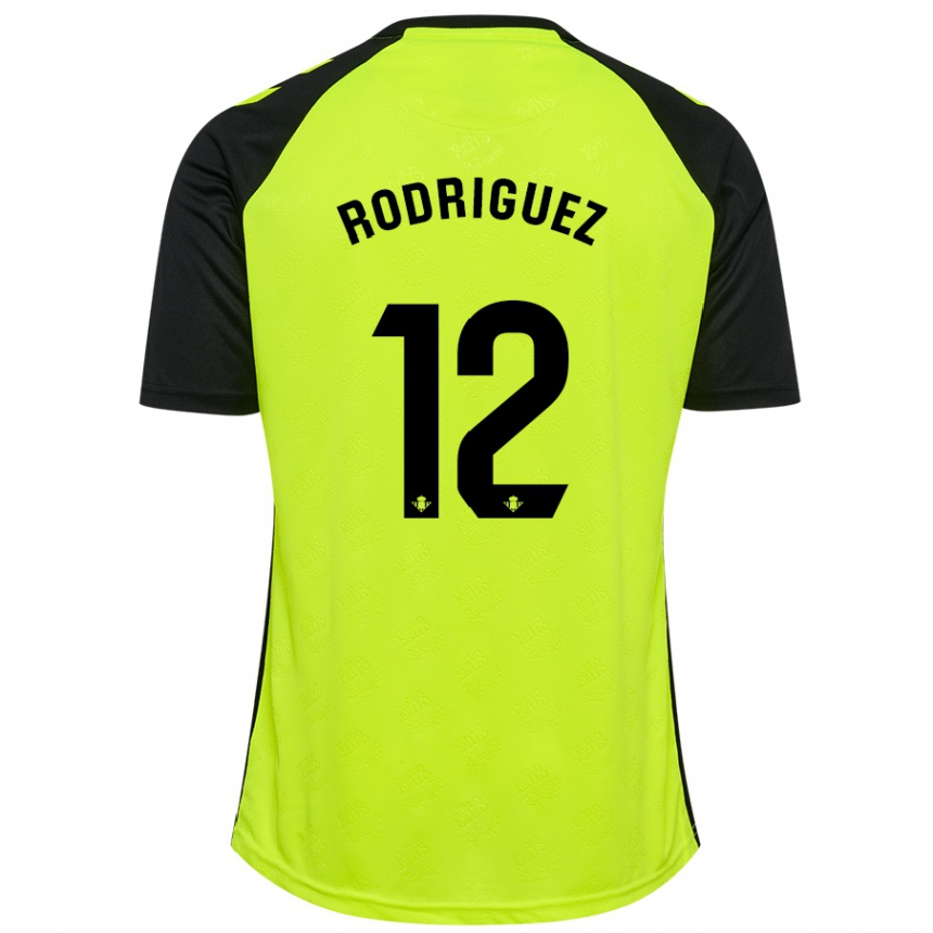 Kinder Fußball Ricardo Rodríguez #12 Fluoreszierendes Gelb Schwarz Auswärtstrikot Trikot 2024/25 T-Shirt Luxemburg