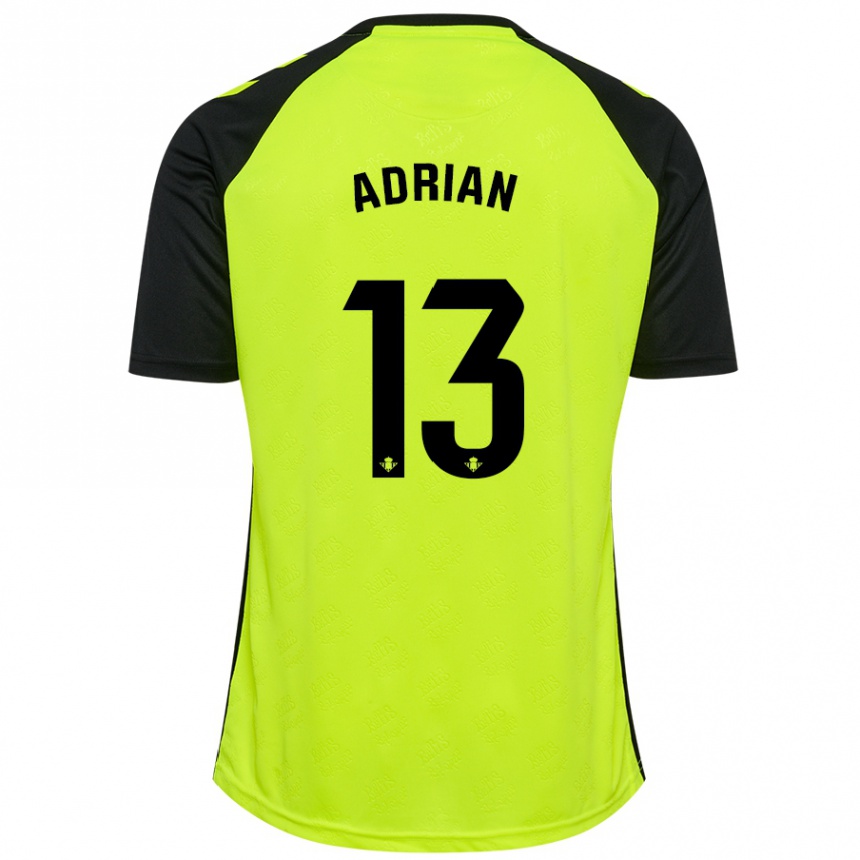 Kinder Fußball Adrian #13 Fluoreszierendes Gelb Schwarz Auswärtstrikot Trikot 2024/25 T-Shirt Luxemburg