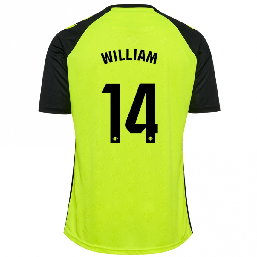 Kinder Fußball William Carvalho #14 Fluoreszierendes Gelb Schwarz Auswärtstrikot Trikot 2024/25 T-Shirt Luxemburg