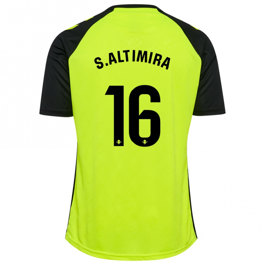 Kinder Fußball Sergi Altimira #16 Fluoreszierendes Gelb Schwarz Auswärtstrikot Trikot 2024/25 T-Shirt Luxemburg