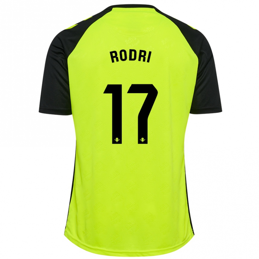 Kinder Fußball Rodri Sánchez #17 Fluoreszierendes Gelb Schwarz Auswärtstrikot Trikot 2024/25 T-Shirt Luxemburg