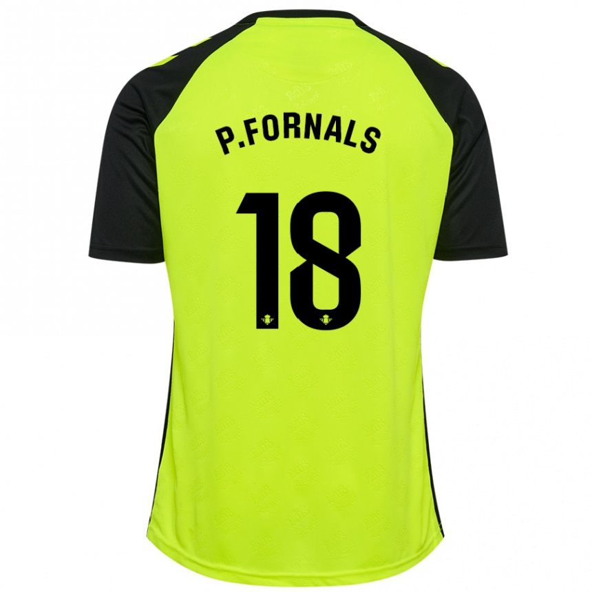 Kinder Fußball Pablo Fornals #18 Fluoreszierendes Gelb Schwarz Auswärtstrikot Trikot 2024/25 T-Shirt Luxemburg