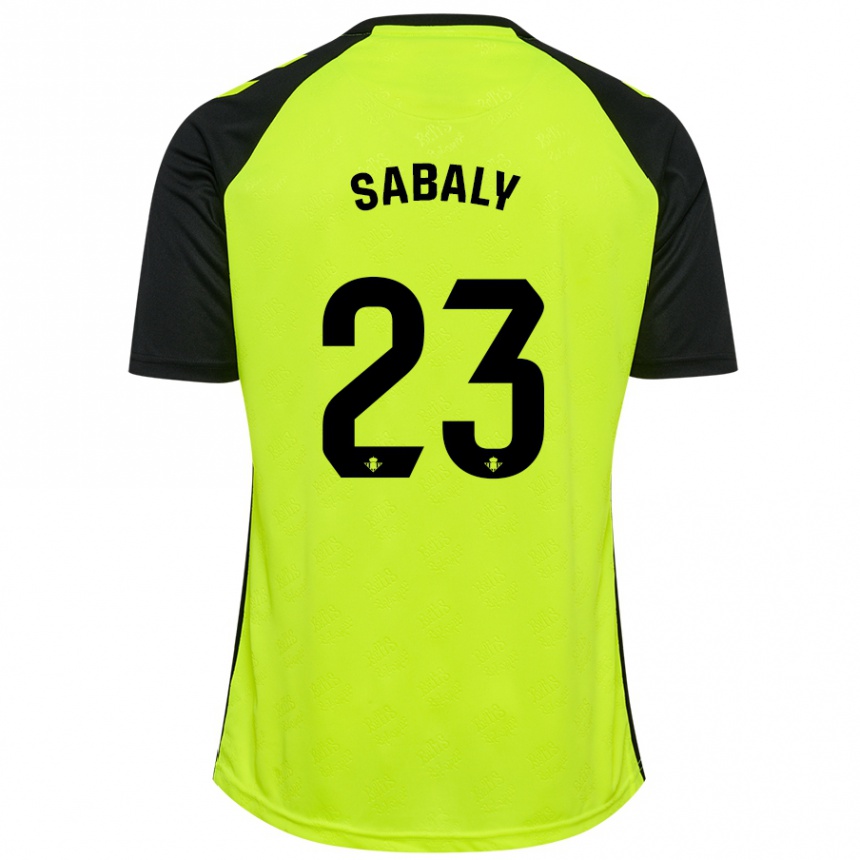 Kinder Fußball Youssouf Sabaly #23 Fluoreszierendes Gelb Schwarz Auswärtstrikot Trikot 2024/25 T-Shirt Luxemburg