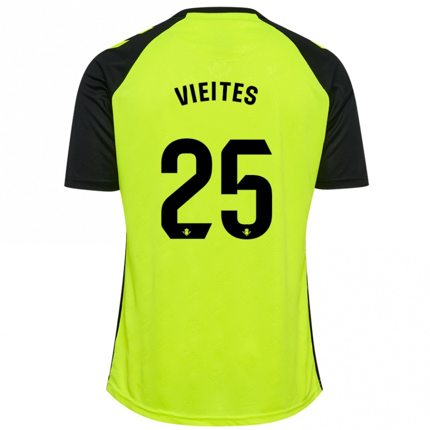 Kinder Fußball Fran Vieites #25 Fluoreszierendes Gelb Schwarz Auswärtstrikot Trikot 2024/25 T-Shirt Luxemburg