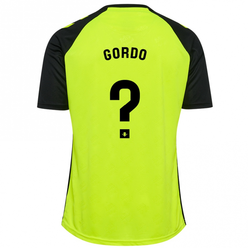 Kinder Fußball Josan Gordo #0 Fluoreszierendes Gelb Schwarz Auswärtstrikot Trikot 2024/25 T-Shirt Luxemburg