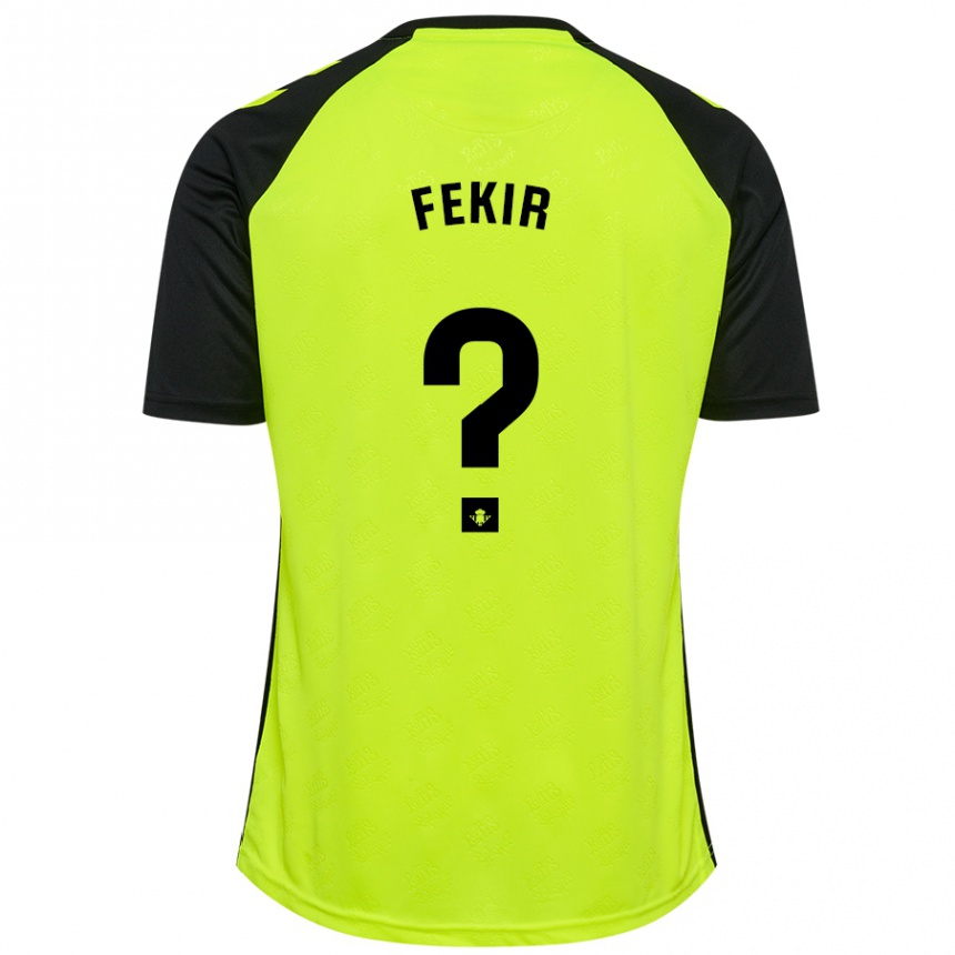 Kinder Fußball Yassin Fekir #0 Fluoreszierendes Gelb Schwarz Auswärtstrikot Trikot 2024/25 T-Shirt Luxemburg