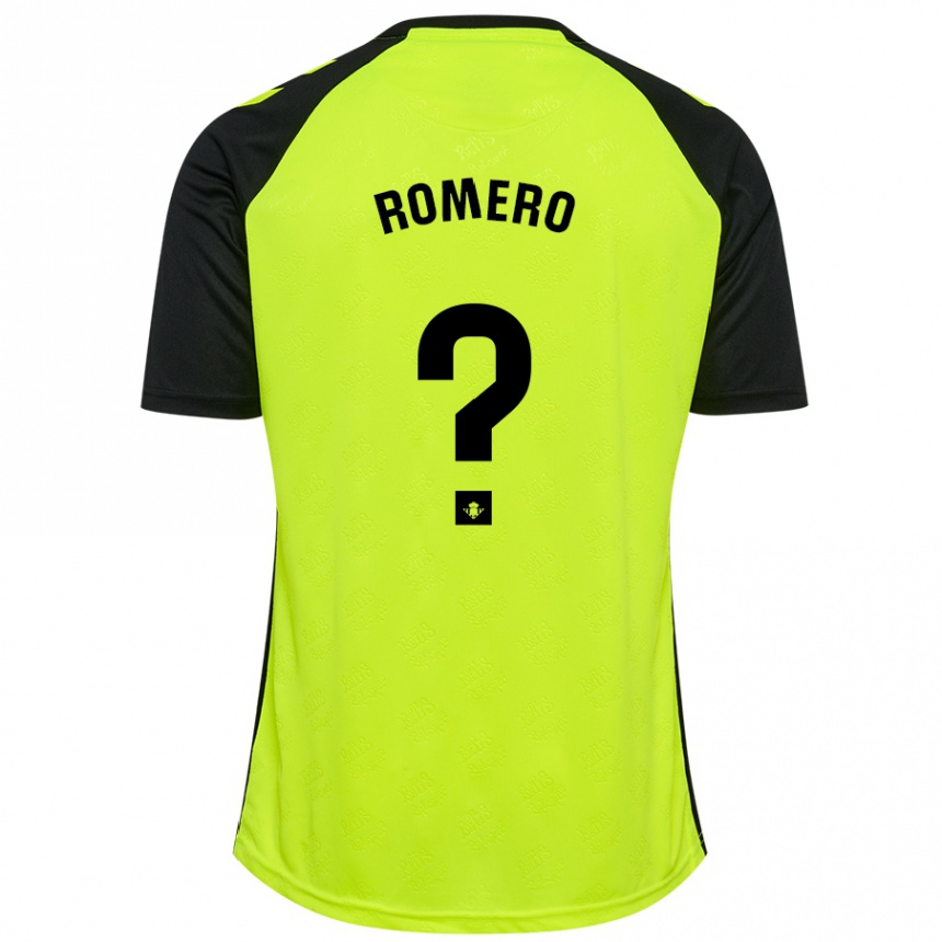 Kinder Fußball Dani Romero #0 Fluoreszierendes Gelb Schwarz Auswärtstrikot Trikot 2024/25 T-Shirt Luxemburg