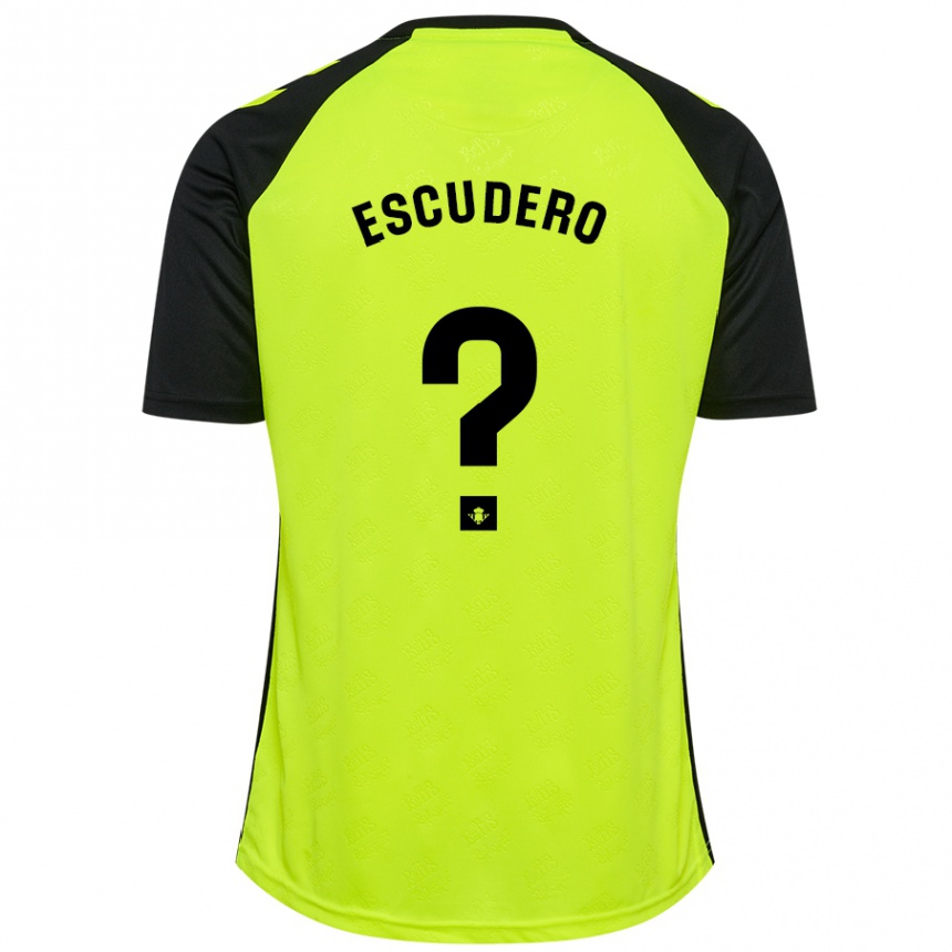 Kinder Fußball Ale Escudero #0 Fluoreszierendes Gelb Schwarz Auswärtstrikot Trikot 2024/25 T-Shirt Luxemburg